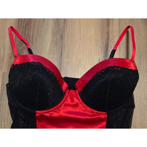 Gilligan & O'Malley Intimates Red/Black Lace Size Large Baby Doll Nighty #17730 - Picture 2 of 9